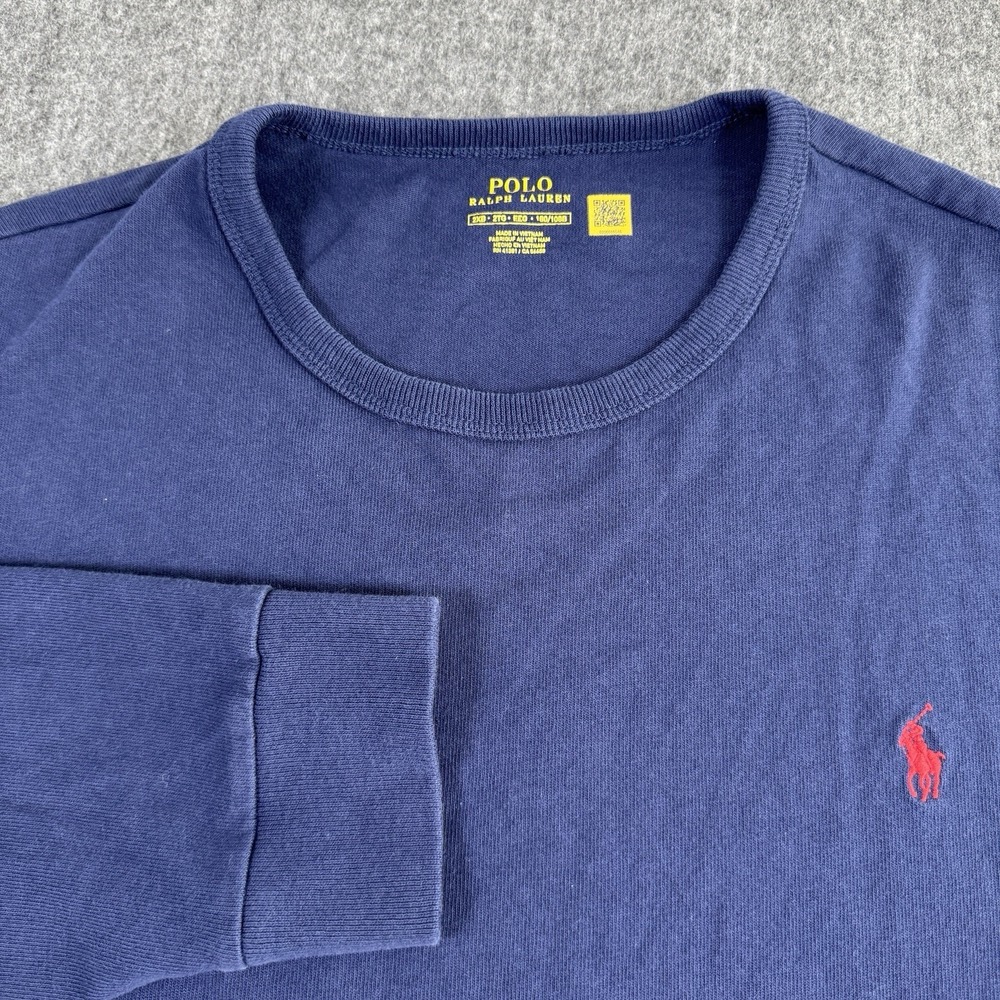 Polo Ralph Lauren Men's 2XB Big Tall Long Sleeve T-Shirt Navy Blue Pony Cotton